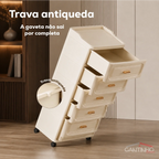 Gaveteiro Multiuso com Rodinhas OrganizaMax™ + BRINDE: Cesto De Roupa em Bambu - COMPRE 1 LEVE 2