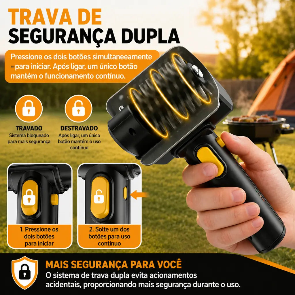 Escova Limpadora de Grelha Grill Churrasqueira Elétrica Recarregável