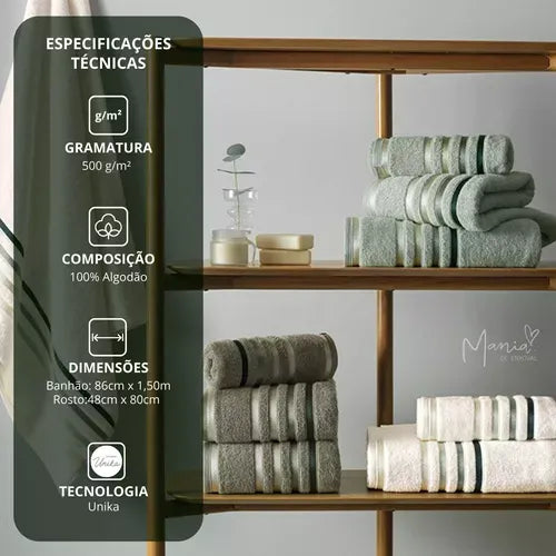 Kit 10 Toalhas Banhão + 10 de Rosto [BRINDE] | Gigante Fio Penteado Lumina Kit