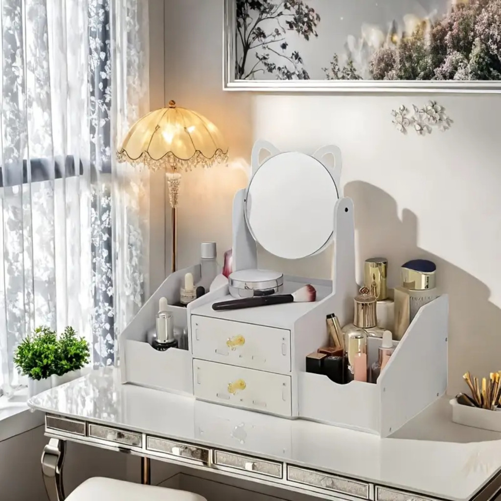 Organizador de maquiagem com Espelho e Gavetas | Lyra Beauty